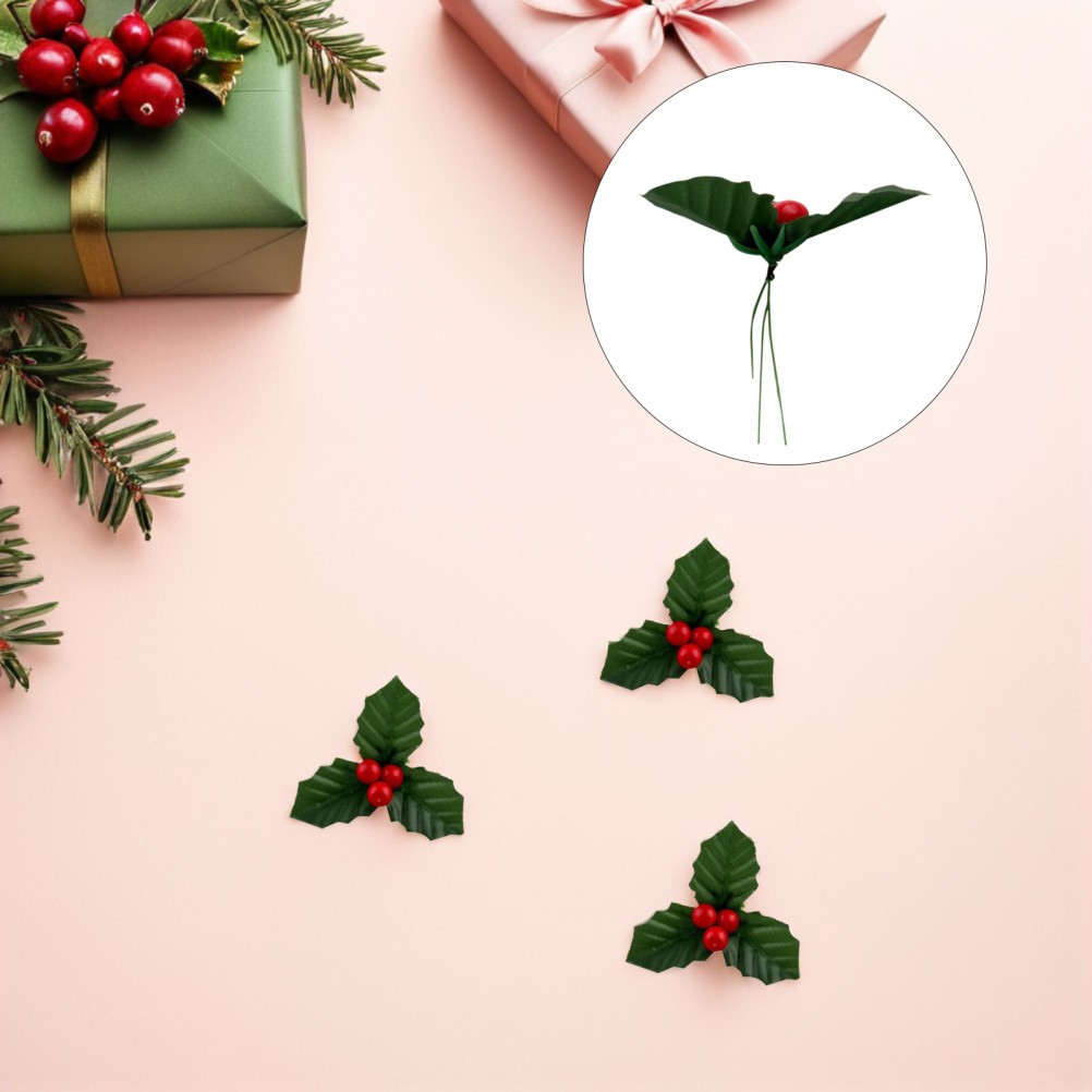 50 Pcs Artificial Red Berry Stems Christmas Tree Decorations Garland