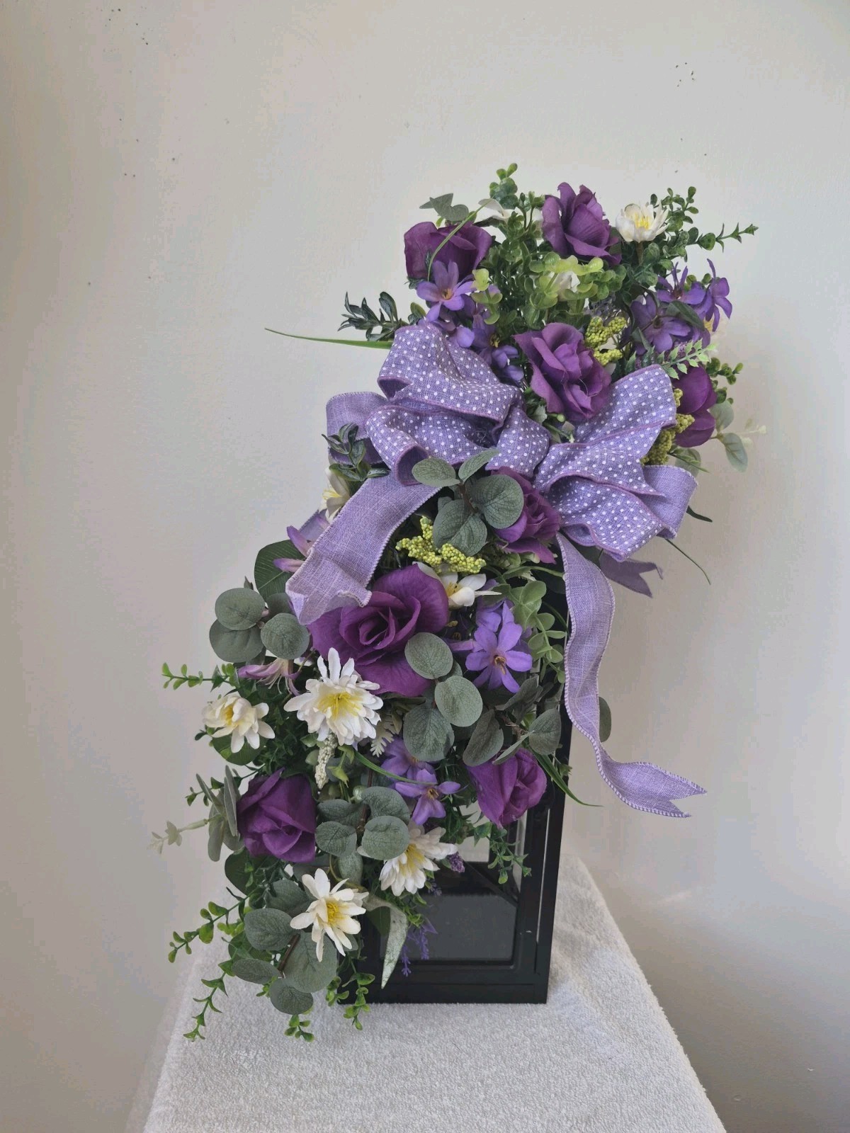 24 Inch Purple Floral Swag for Door, Lantern or Wall Handmade