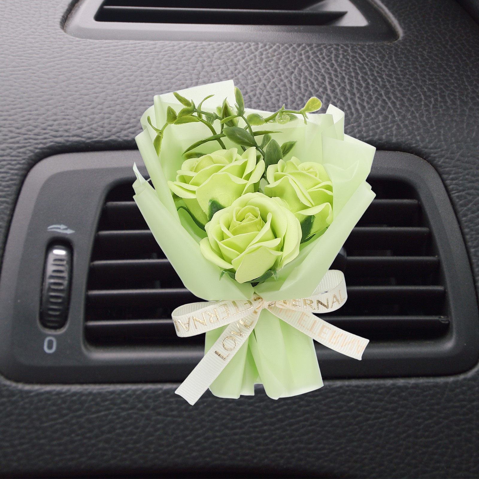 Light Green Rose Dried Flower Bouquet, Car Vent Clip Scent Diffuser, Style 5