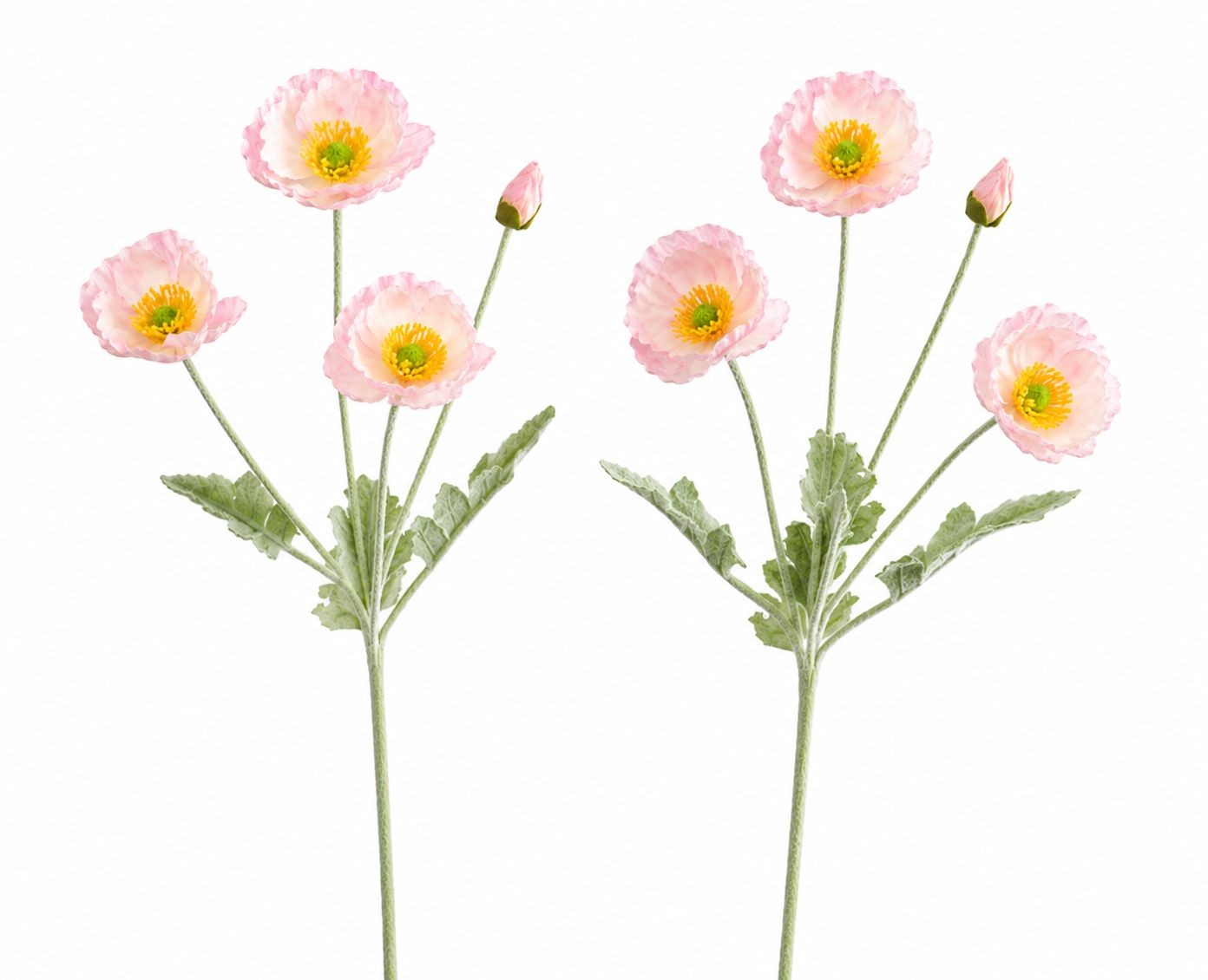 Pink Poppy Stem Faux Poppy Flowers Artificial Wildflower Spray Cottagecore Flora