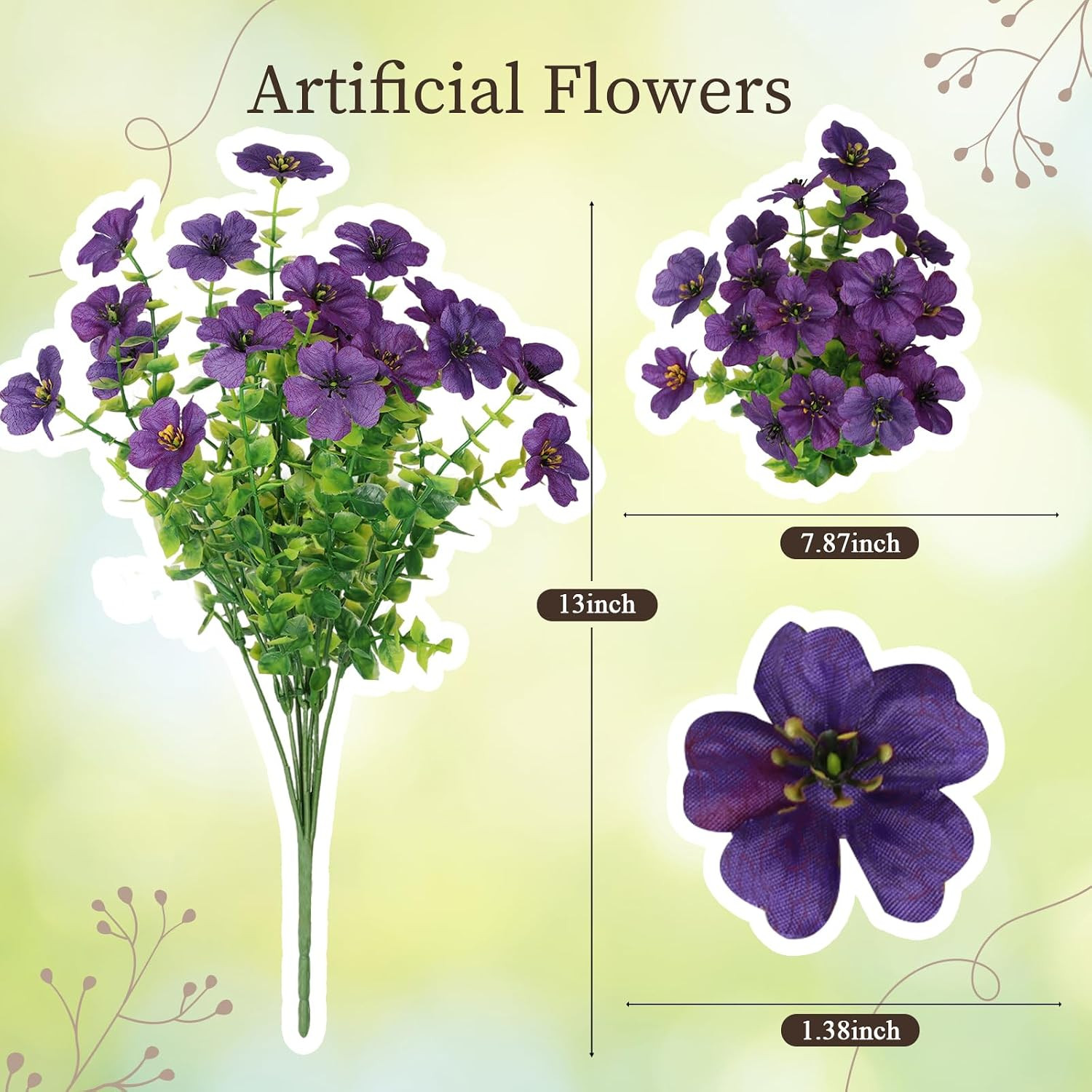 ICEROYCE Artificial Flowers for Outdoors, 16 Bundles UV Resistant Fake Outdoor F