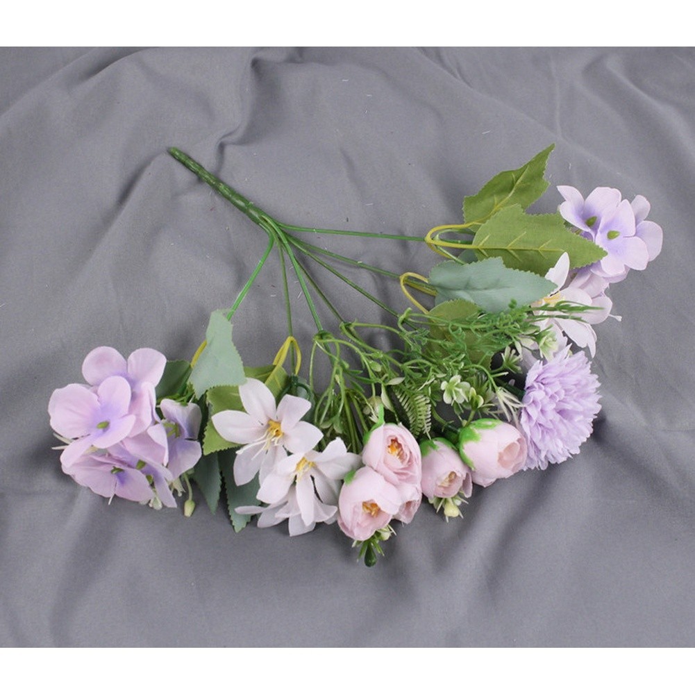 Nordic Style Silk Hydrangea Bouquet 7 Head for Wedding Arch Shelf Mantel Decor