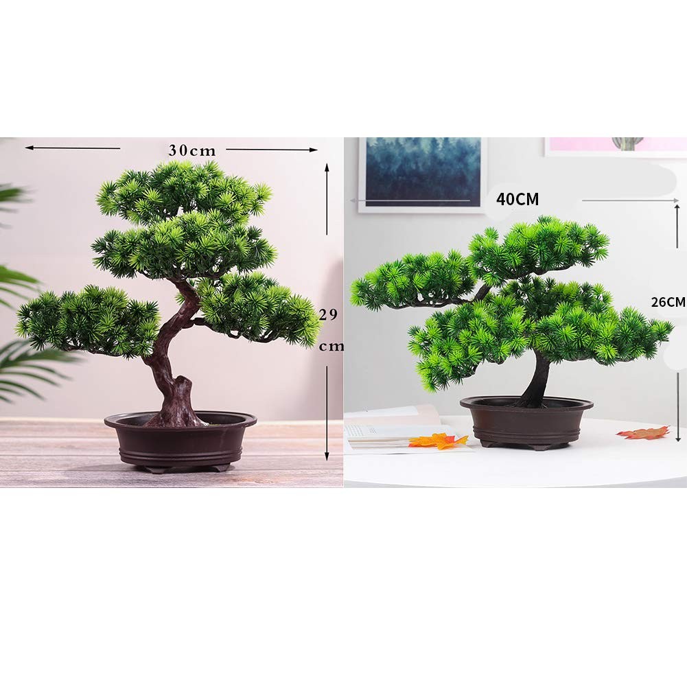 11 Inch Artificial Bonsai Pine Tree Faux Potted Plant Desk Display Fake Tree