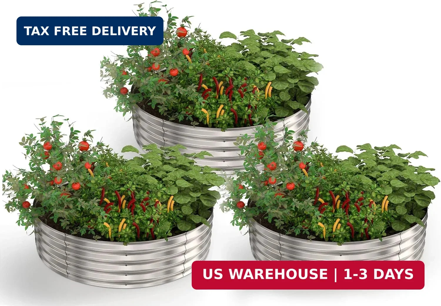 Utopia Home Galvanized Raised Garden Bed Kit 2x2x1 Ft, Planter Box Round Raised