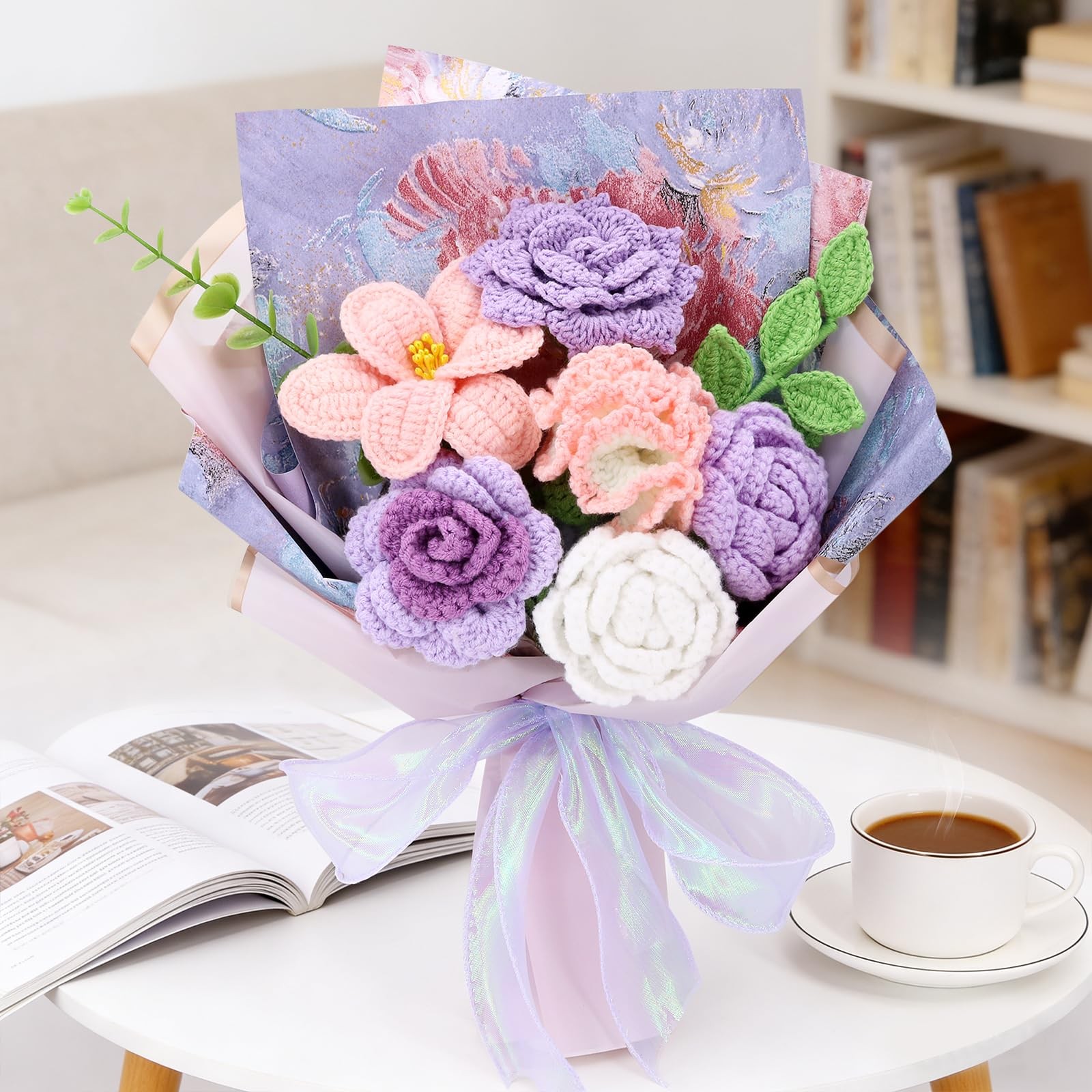 Crochet Flowers, Finished Bouquet, Cotton Thread, Handmade, Gift for Lover, F…
