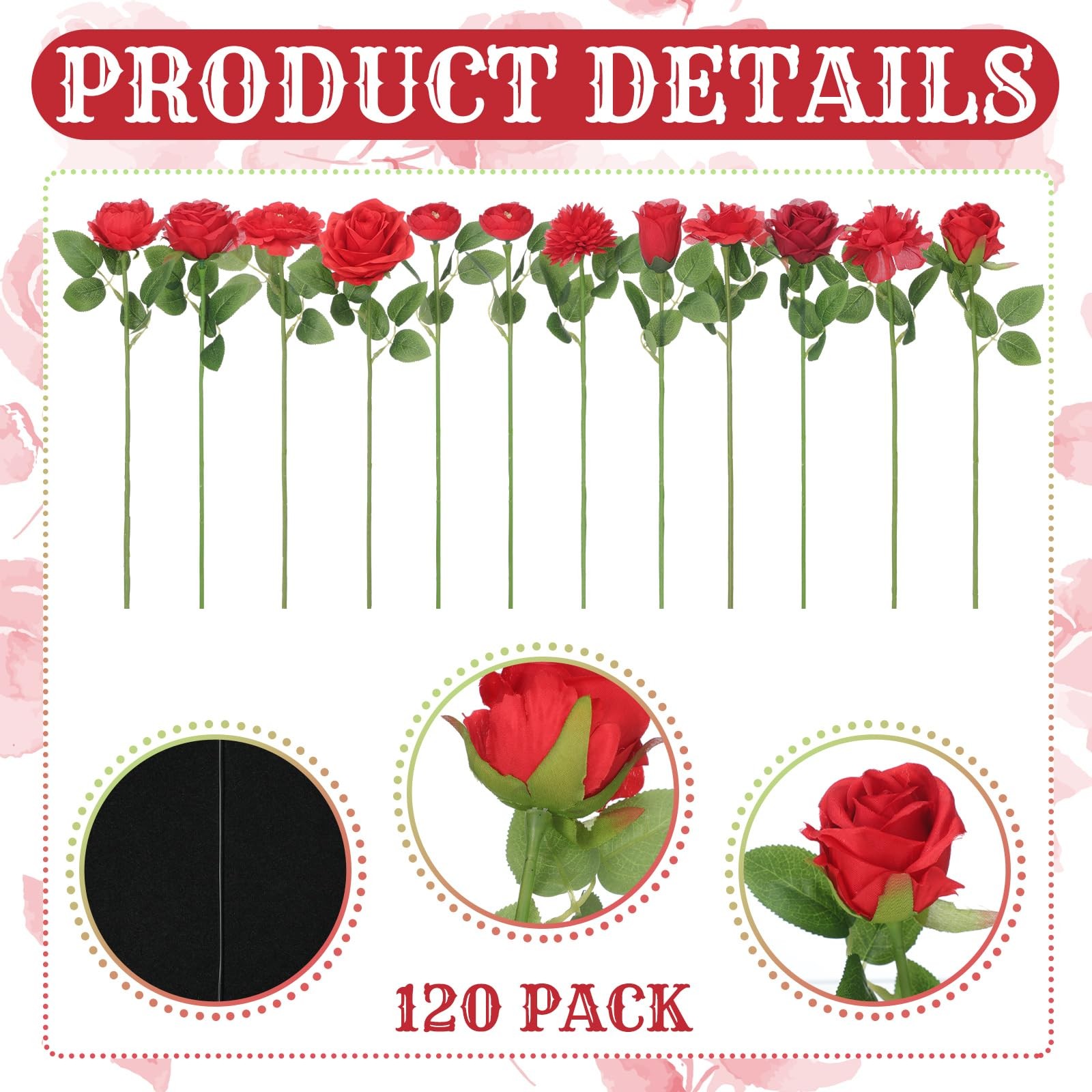120 Pack Red Roses Artificial Flowers Bulk Hanging Floating Garland Fake Red …