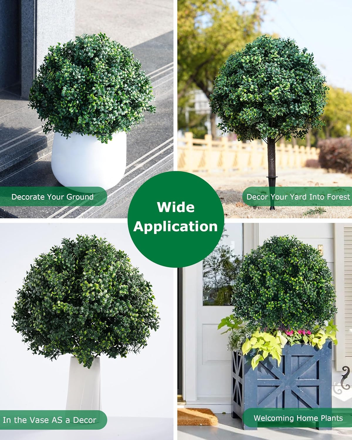 27.6″ UV Resistant Artificial Boxwood Topiary Tree – 2 Set for Home & Garden
