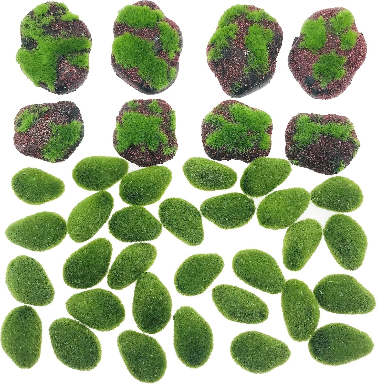 38 PCS Artificial Moss Rocks & Green Balls for Creative Floral Arrangements