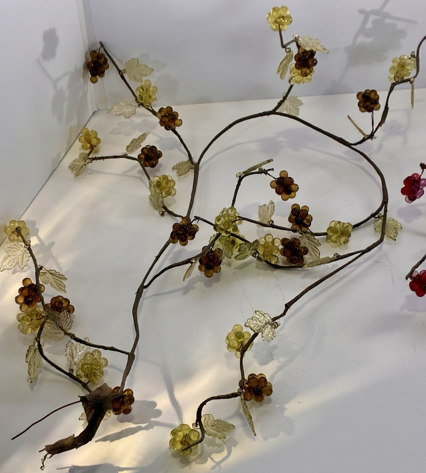 Vintage Acrylic Lucite Berry Cluster Vines w/Leaves Wired Set of Three