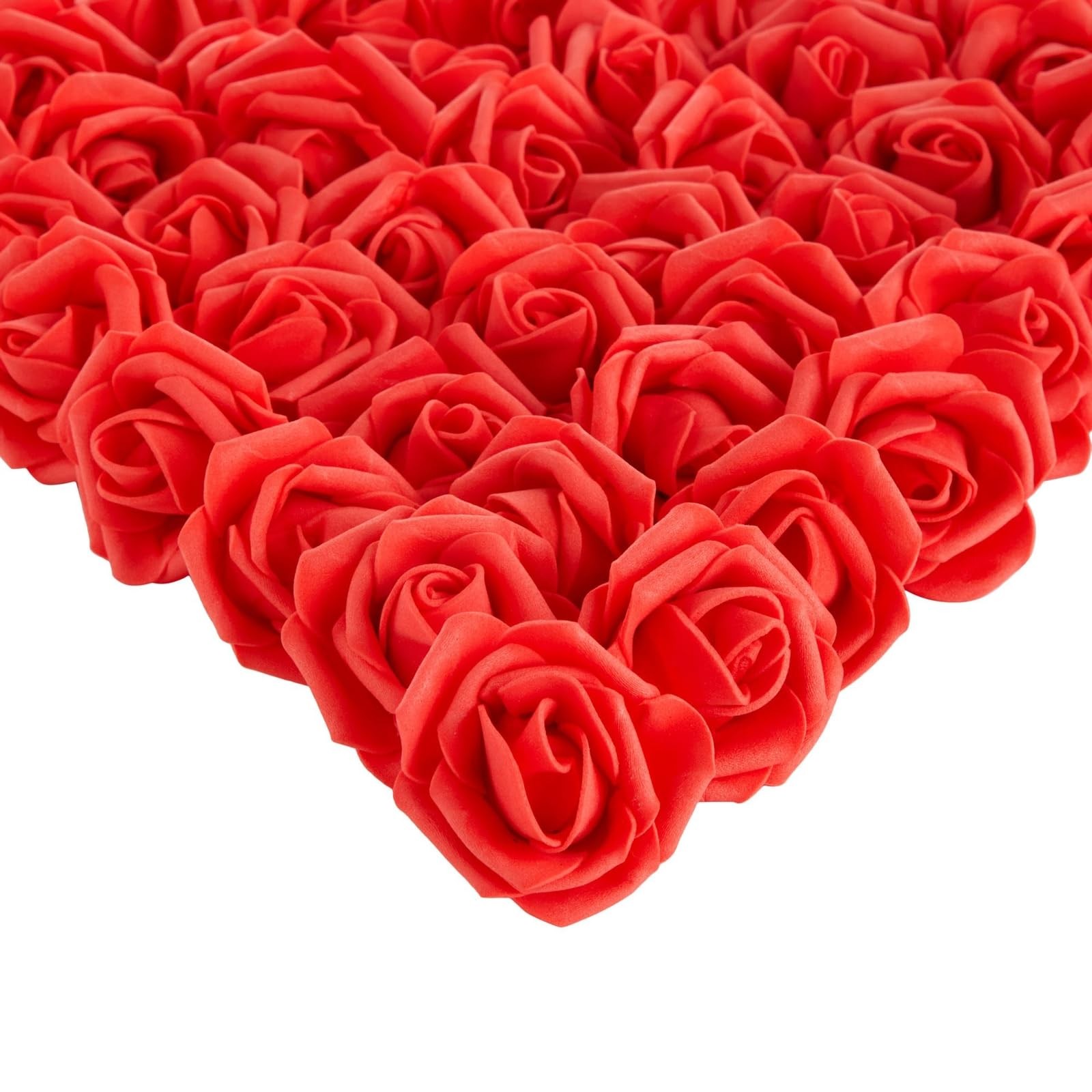 200 PCS Red Foam Rose Head 2 Inch Bulk Artificial Fake Floral Craft Wedding