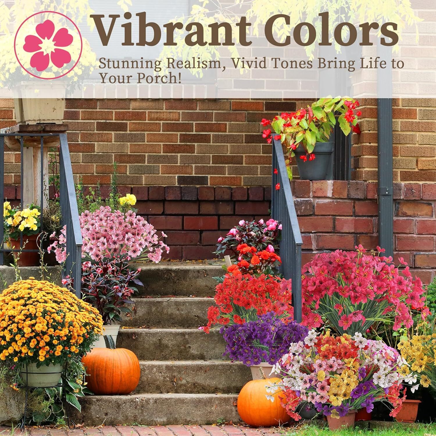 24 Bundles Artificial Flowers for Outdoors/Indoors, Fake Flowers Plants for I…