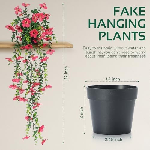 Fake Plants Hanging Artificial Potted Faux Eucalyptus Plants and Flowers | Moder