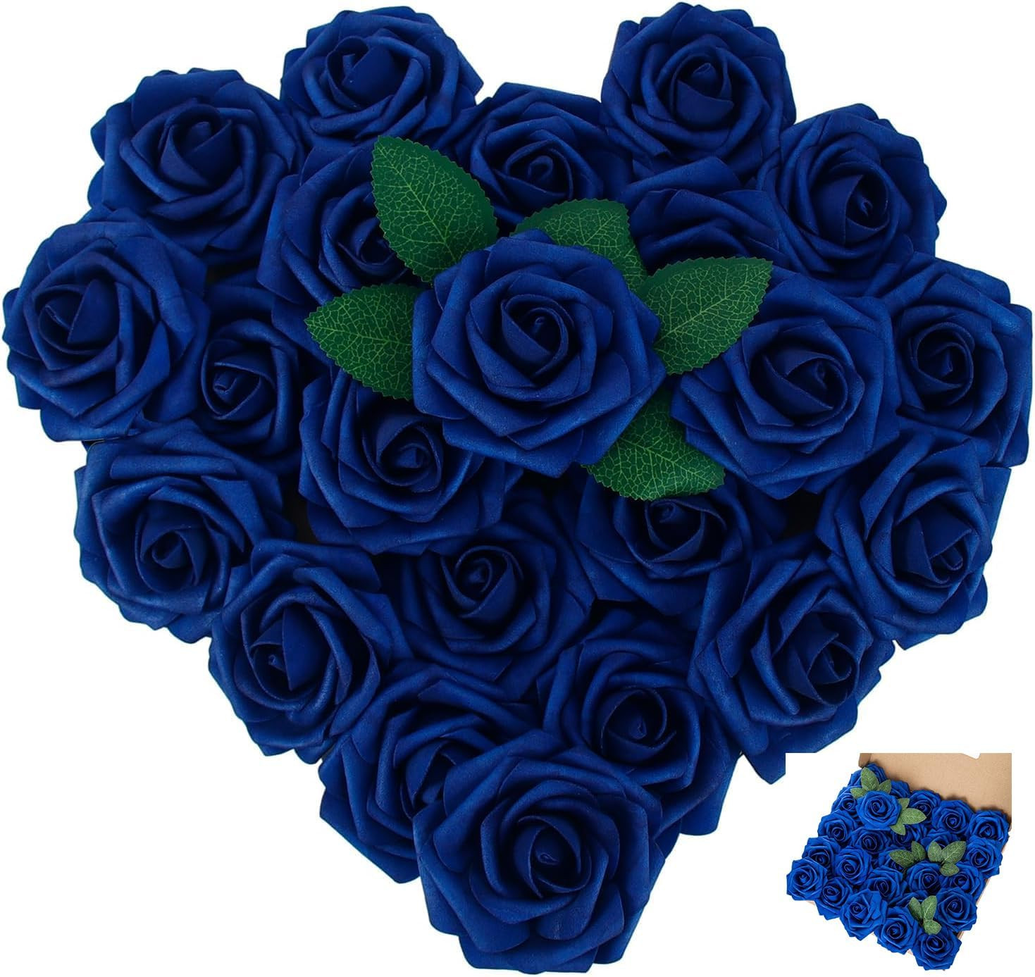 [25PCS] Navy Blue Roses Artificial Flowers with Long Stem Real Touch Fake Foa…
