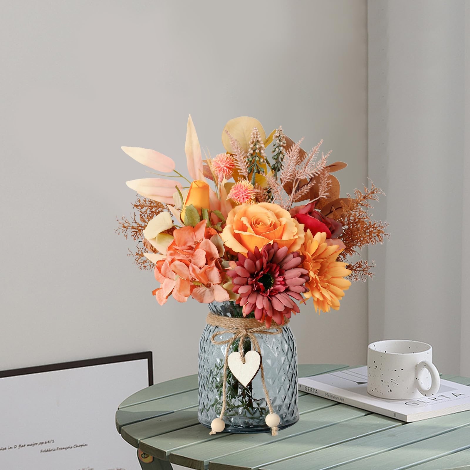 Fake Fall Flowers in Vase,Fall Silk Flower Arrangements,Fall Centerpieces for