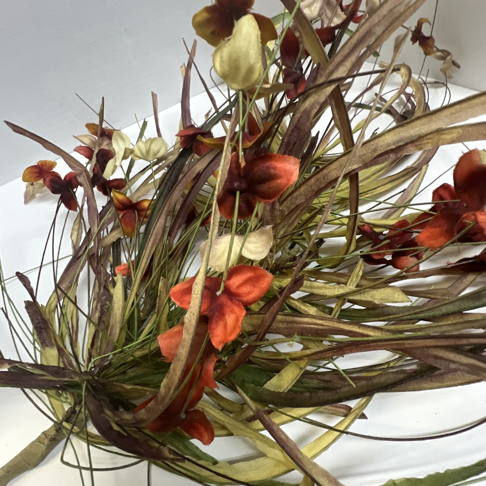Fall Flower Bouquet Bundle Pic Silk Flowers Pine Leaves Natural Look Large NOS