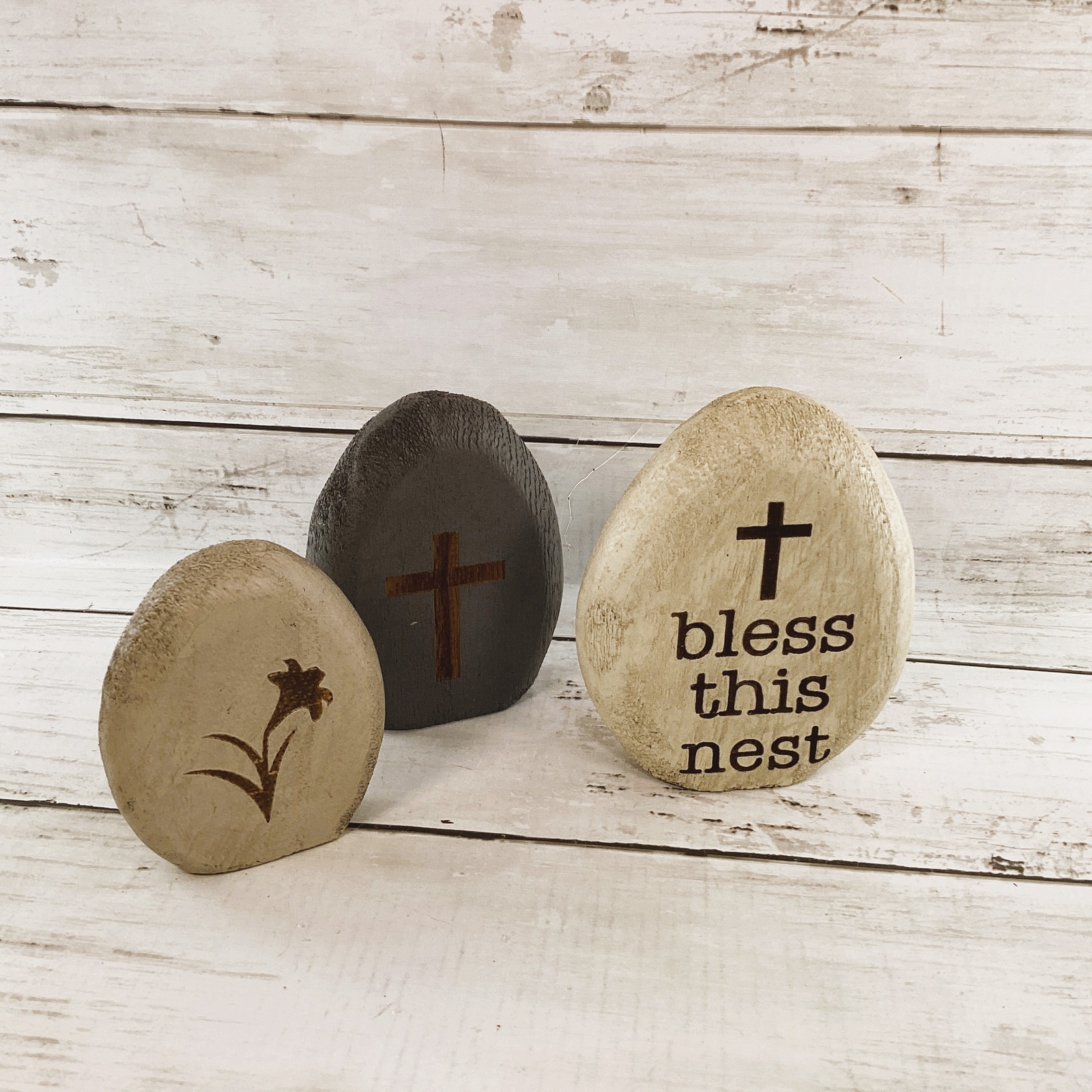 CWI Easter Decor – Prim Egg Basket Wood Eggs Birds Nest
