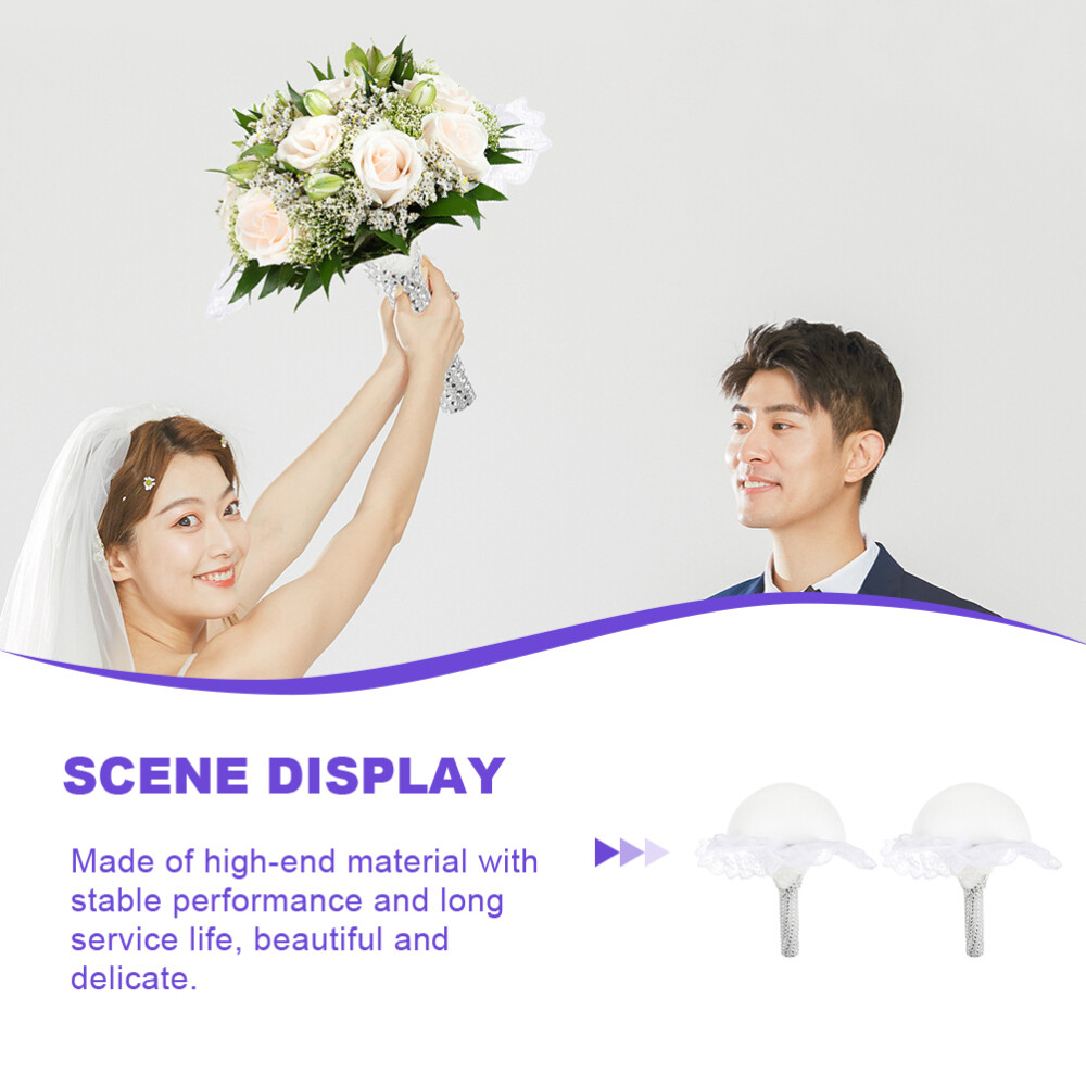 2PCS Bridal Flower Bouquet Holder Bridal Bouquet Handle Flower DIY Accessories