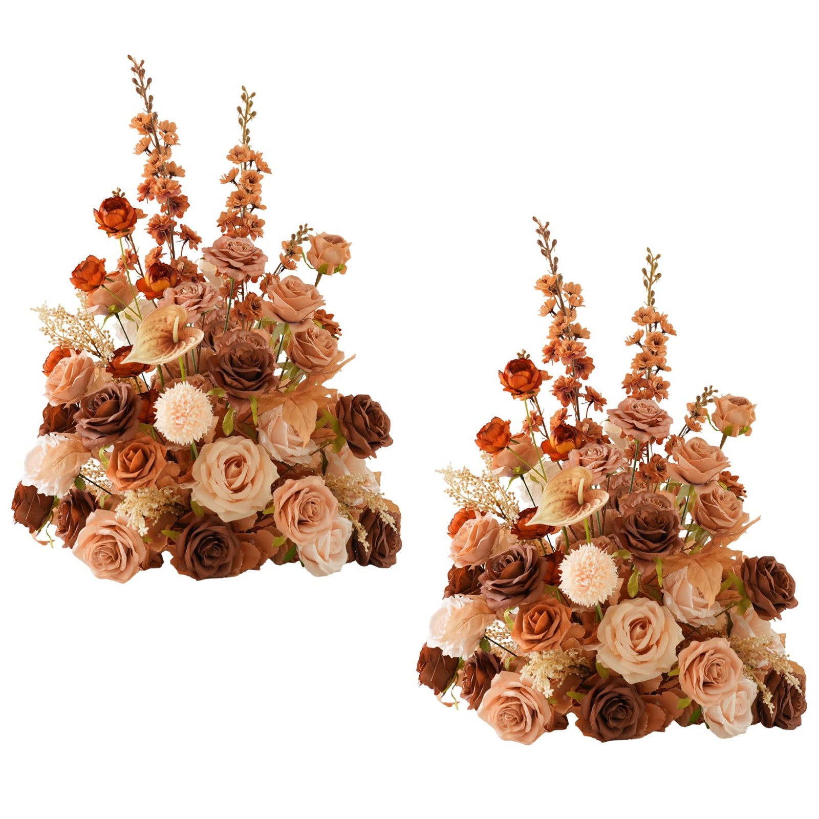 2pcs Artificial Rose Floral Arrangements – Free Standing Wedding Centerpieces, A