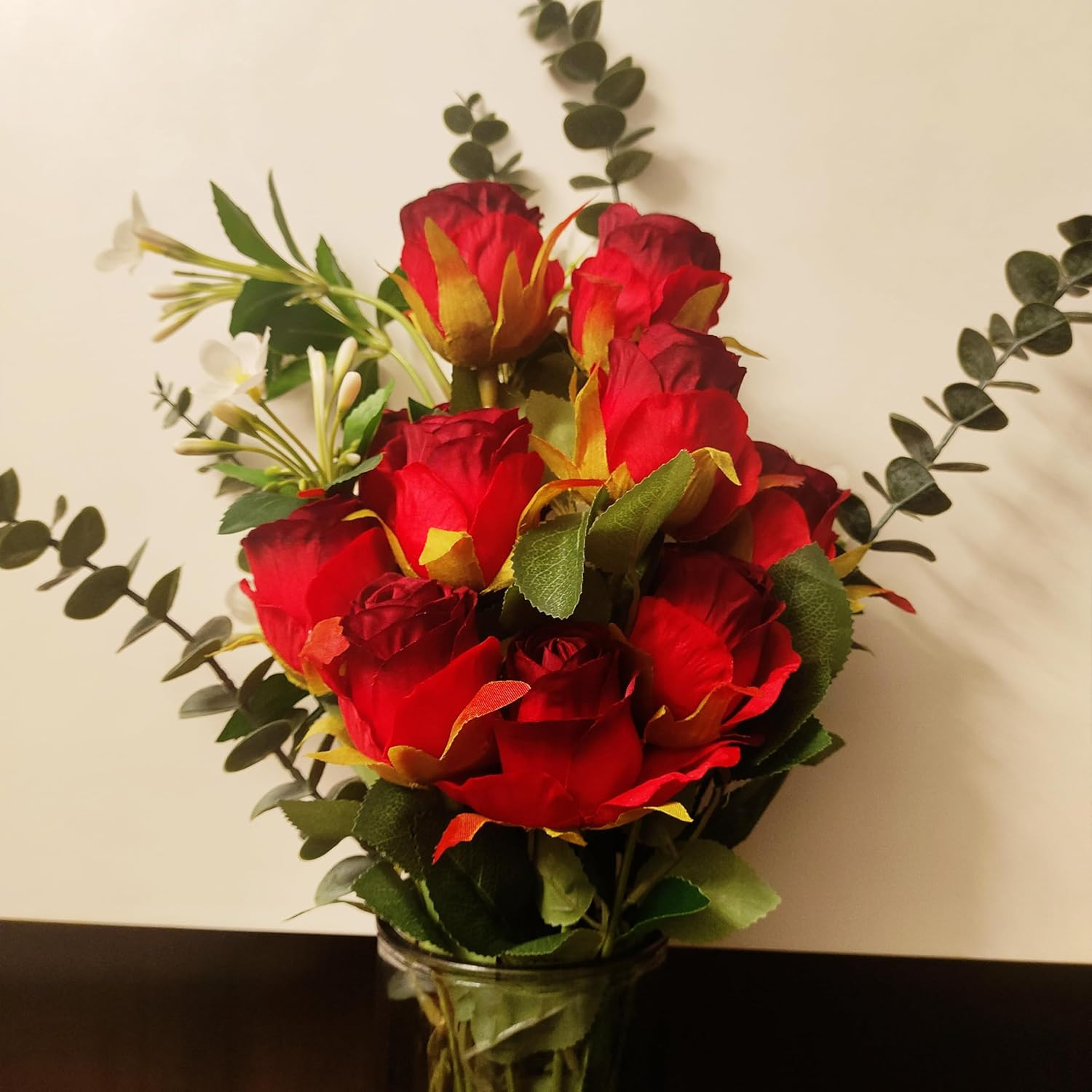 Artificial Roses 10 Pcs – Lifelike Single Stem Fake Roses with Natural Petal Tex