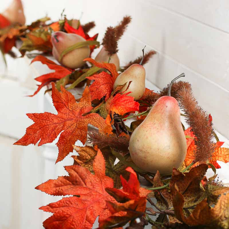 6 foot long Artificial Autumn Maple Leaf and Pear Garland