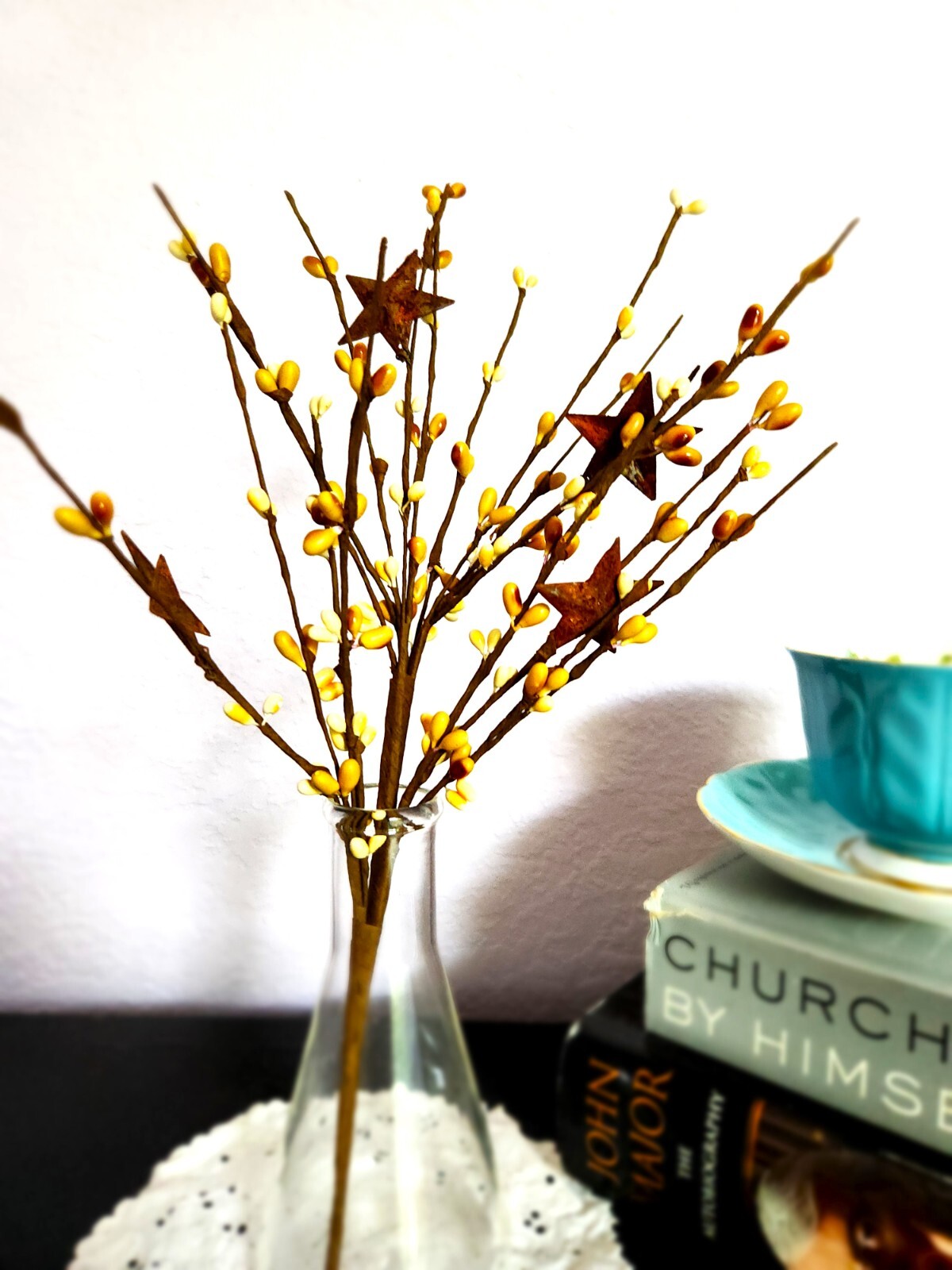 Cream & Mustard Berry Picks Artificial Berries Spray Home / Holiday Decor N527