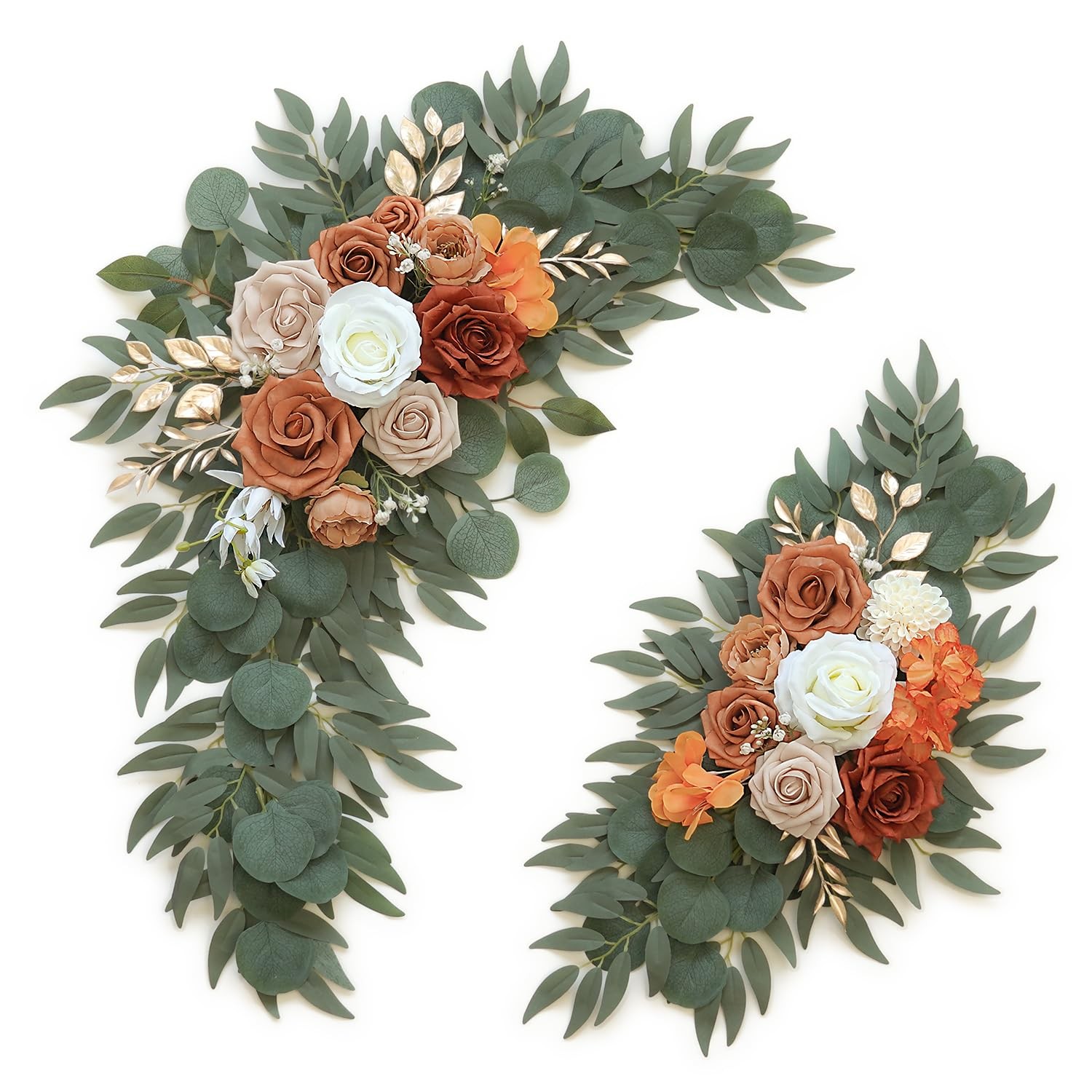 Artificial Flower Swag Set Of 2 Burnt Orange Wedding Arch Welcome Decor
