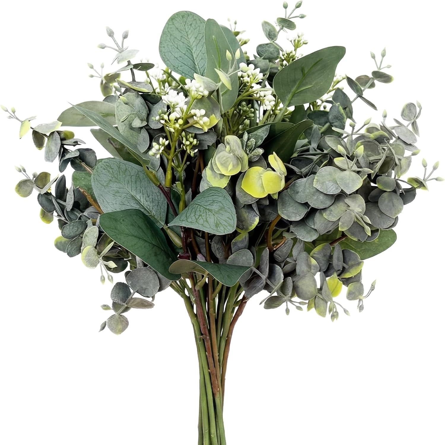 10 Pcs Mixed Eucalyptus Leaves Stems Bulk Artificial Eucalyptus Leaves Sprays…