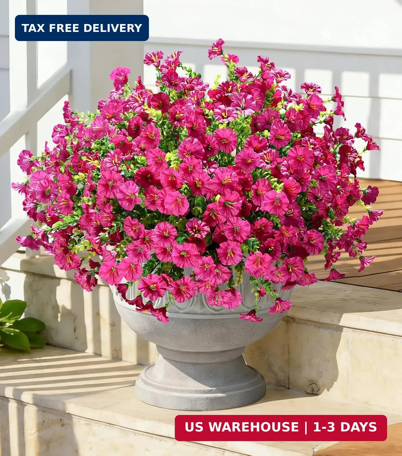 Artificial Flowers Fake Plants for Outdoors Decoration, 12 Bundles Silk Morning