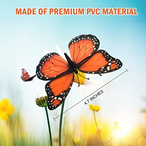 24 Pcs Monarch Butterfly Decorations – Orange Fake Butterflies for Crafts, Wall