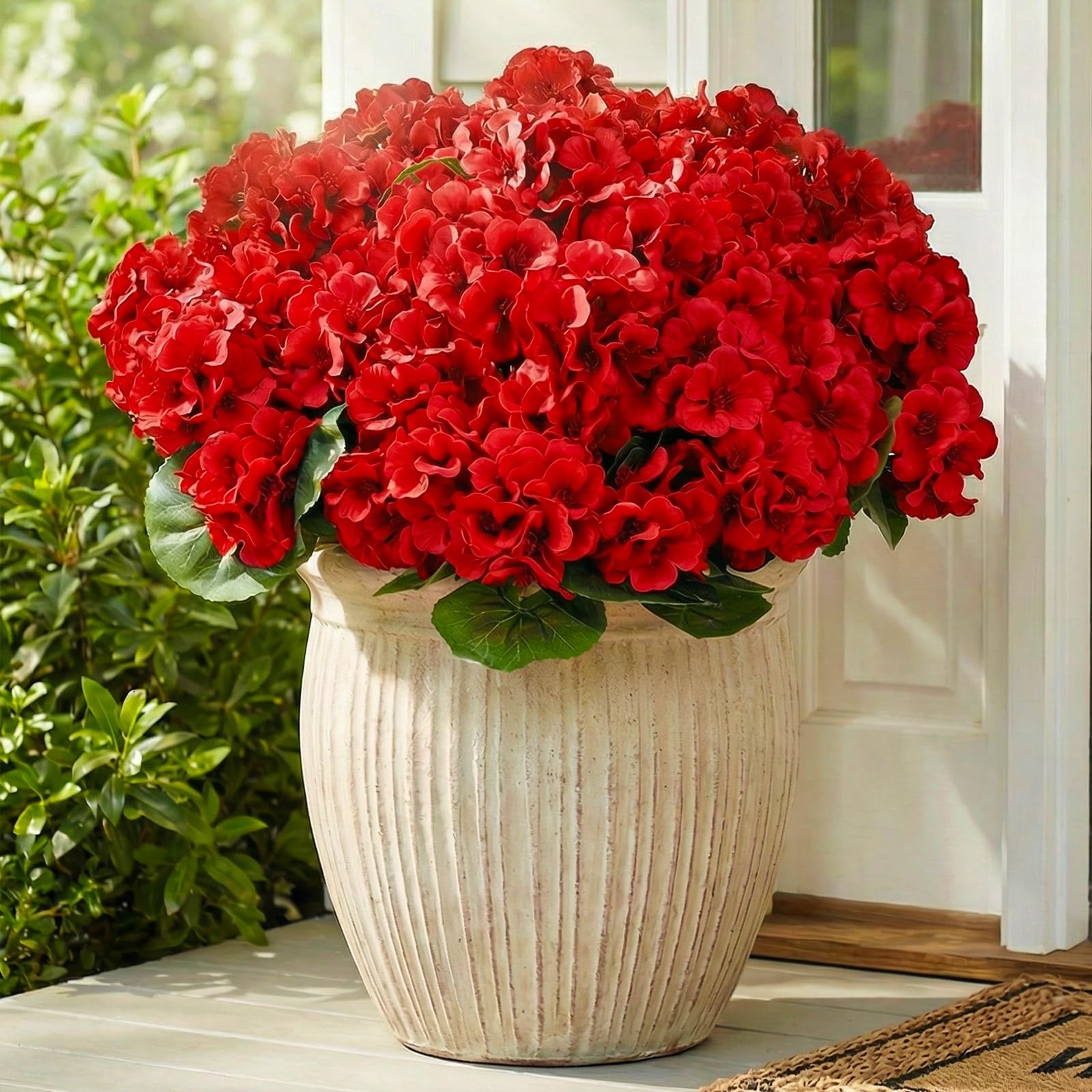 6 Bundles Artificial Geranium Flowers for Outdoor Indoor Fake Silk Geranium