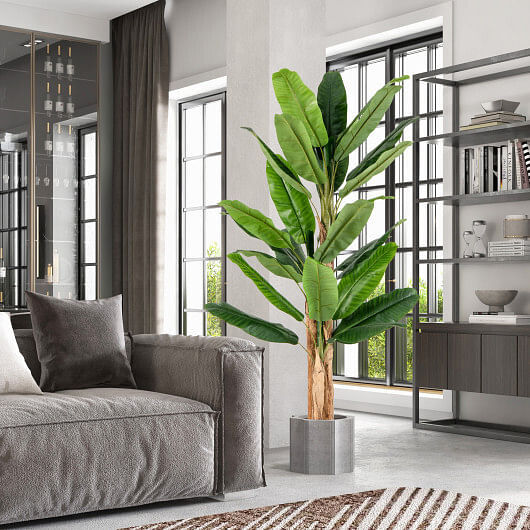 5.5/6.5 Feet Tall Artificial Banana Tree with 10/27 Large Leaves-6.5 ft – Size: