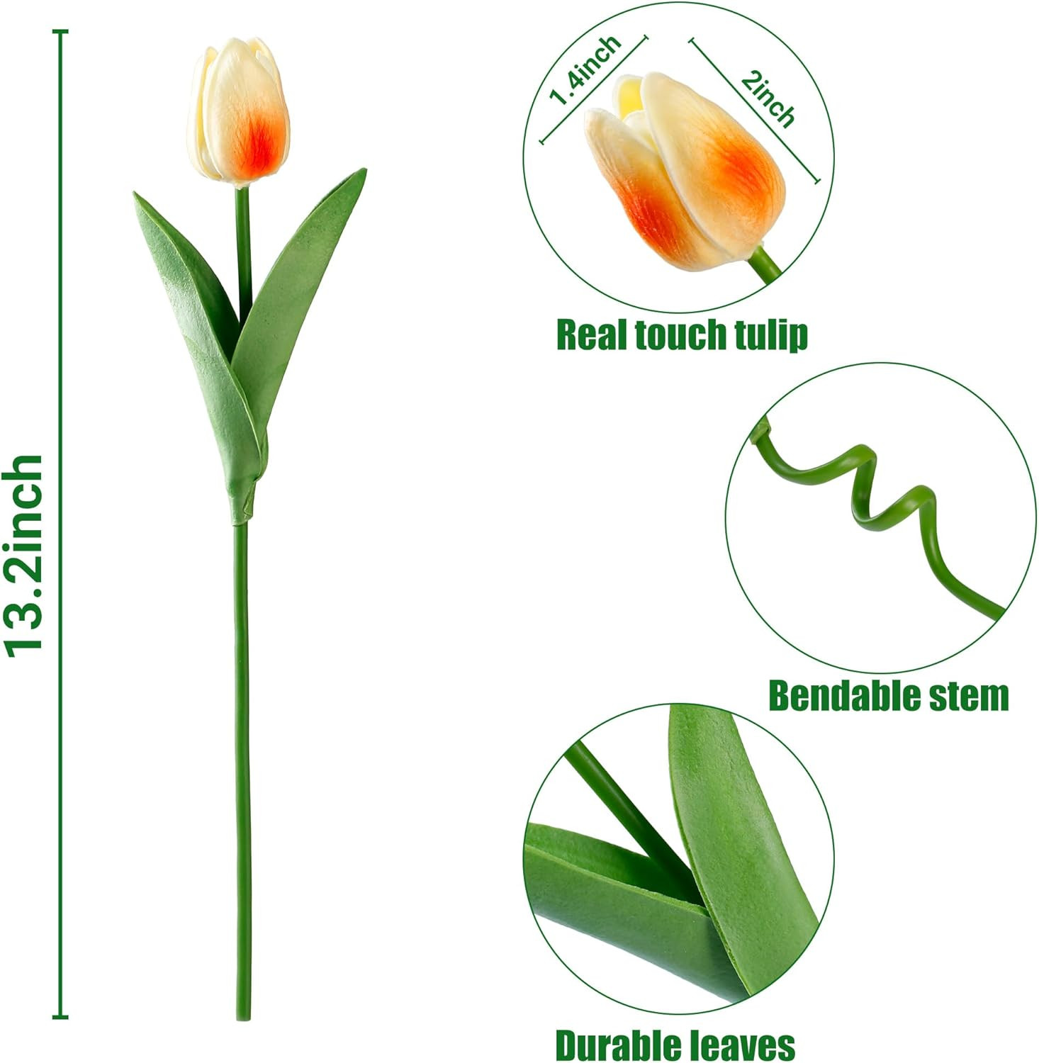 Sggvecsy 30 Pcs Fake Tulips Artificial Flowers Real Touch PU 30 Pcs, Mixed 4