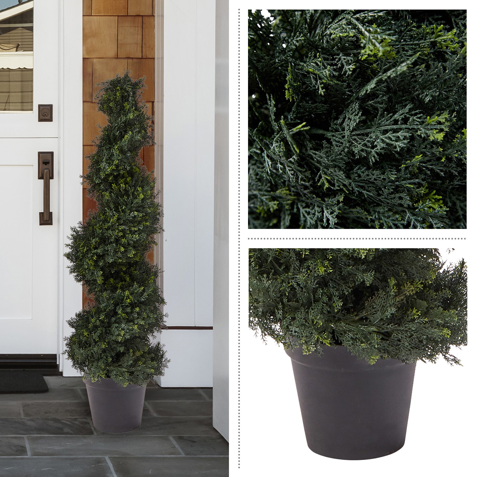 Artificial Tree 4FT Spiral Cypress Topiary Tree Indoor or Outdoor Fake Plants