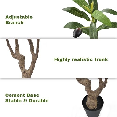 Faux Olive Tree 8.2ft(98in) Tall with Large Realistic Trunks and Big Olive