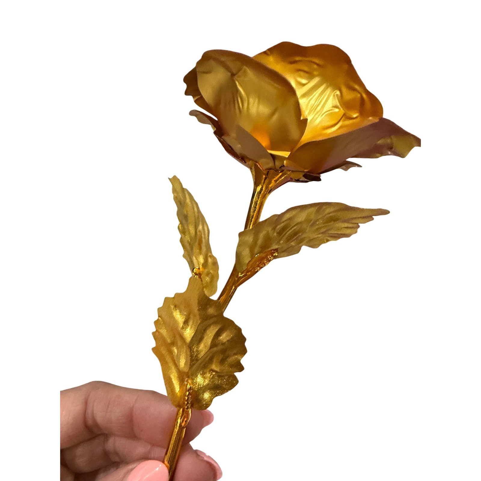 LoveInUSA 24K Artificial Gold Rose Metallic Flower with Purple Gift Box Decor
