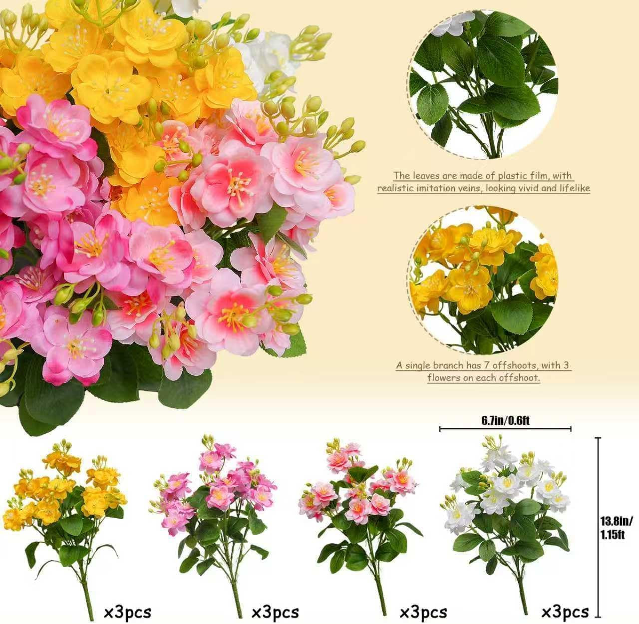 Vibrant UV Resistant Faux Outdoor Flowers for Spring & Summer Decor – 12 Batches