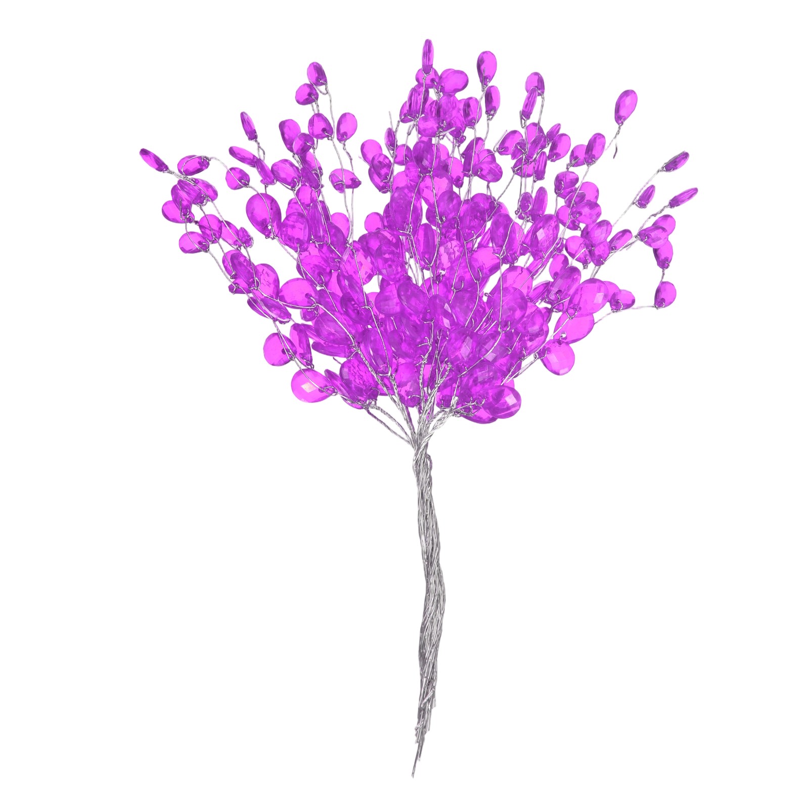 25 Pcs Acrylic Crystal Flower, Floral Picks Acrylic Bead Drops, Purple