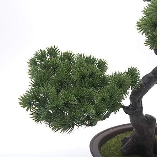Artificial Bonsai Pine Tree, 11Inch Faux Potted Plant Desk Display Fake Tree Pot