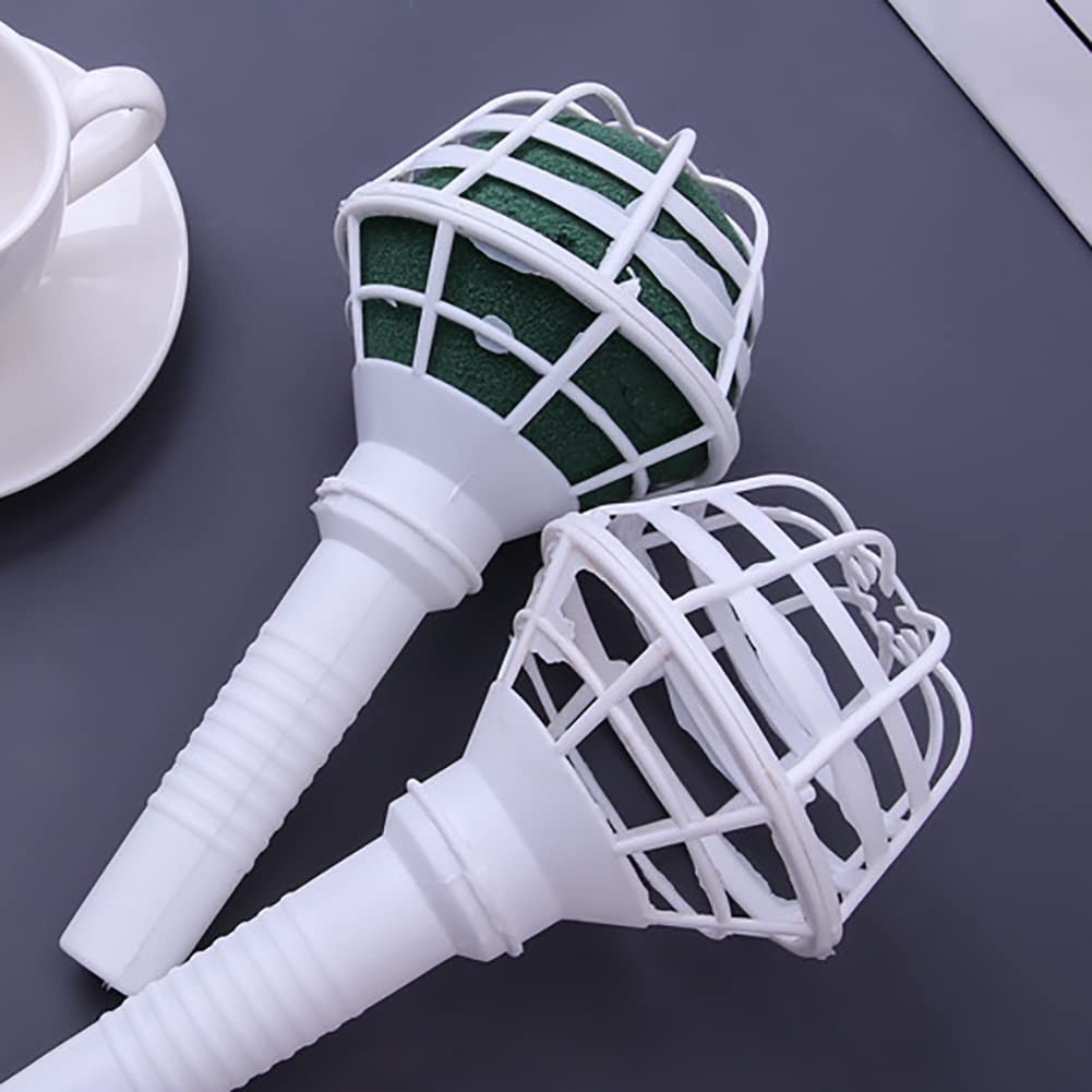 4 Pcs White Foam Floral Bouquet Holders, Artificial Flower, Bridal Handle