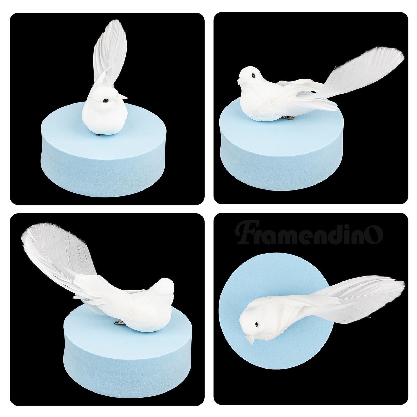 2 PCS Artificial Simulation Foam Feathered White Dove Bird Decor Ornament