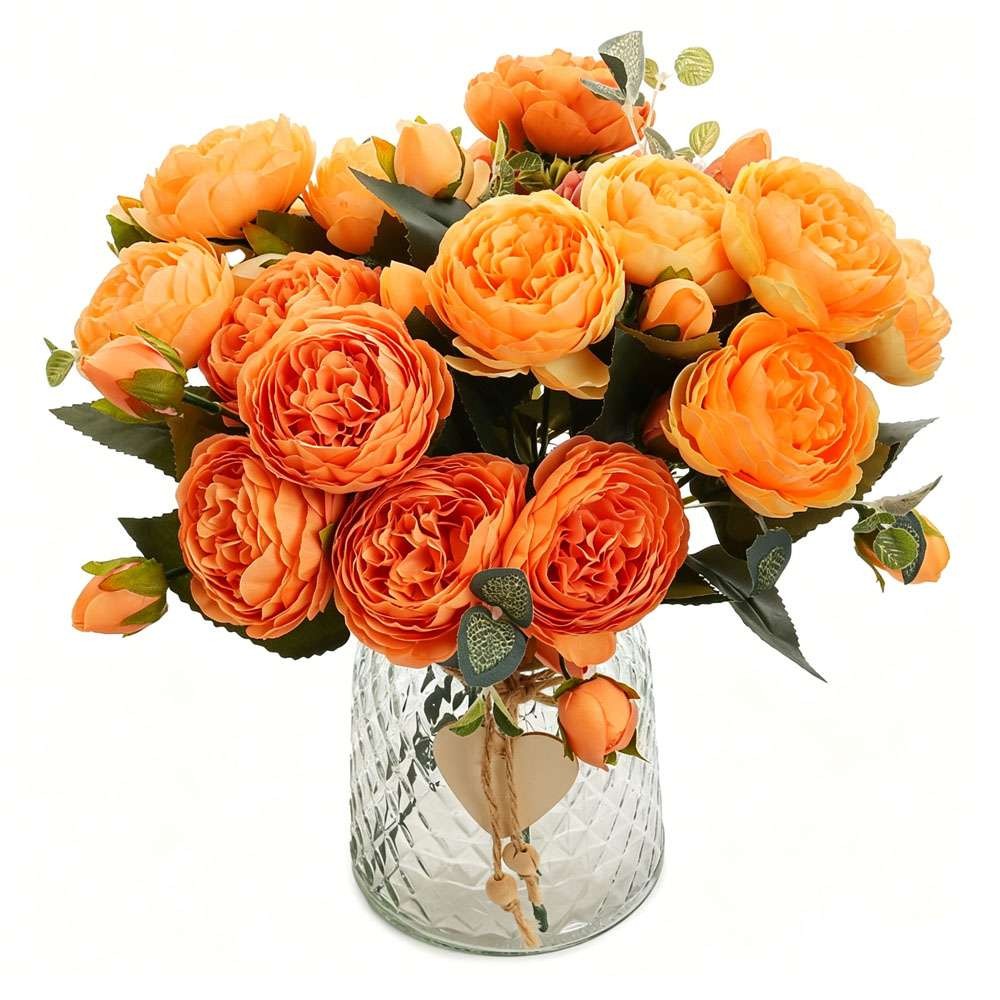 9 Heads Artificial Silk Peony Flower Wedding Bouquet Home Party Outdoor Decor