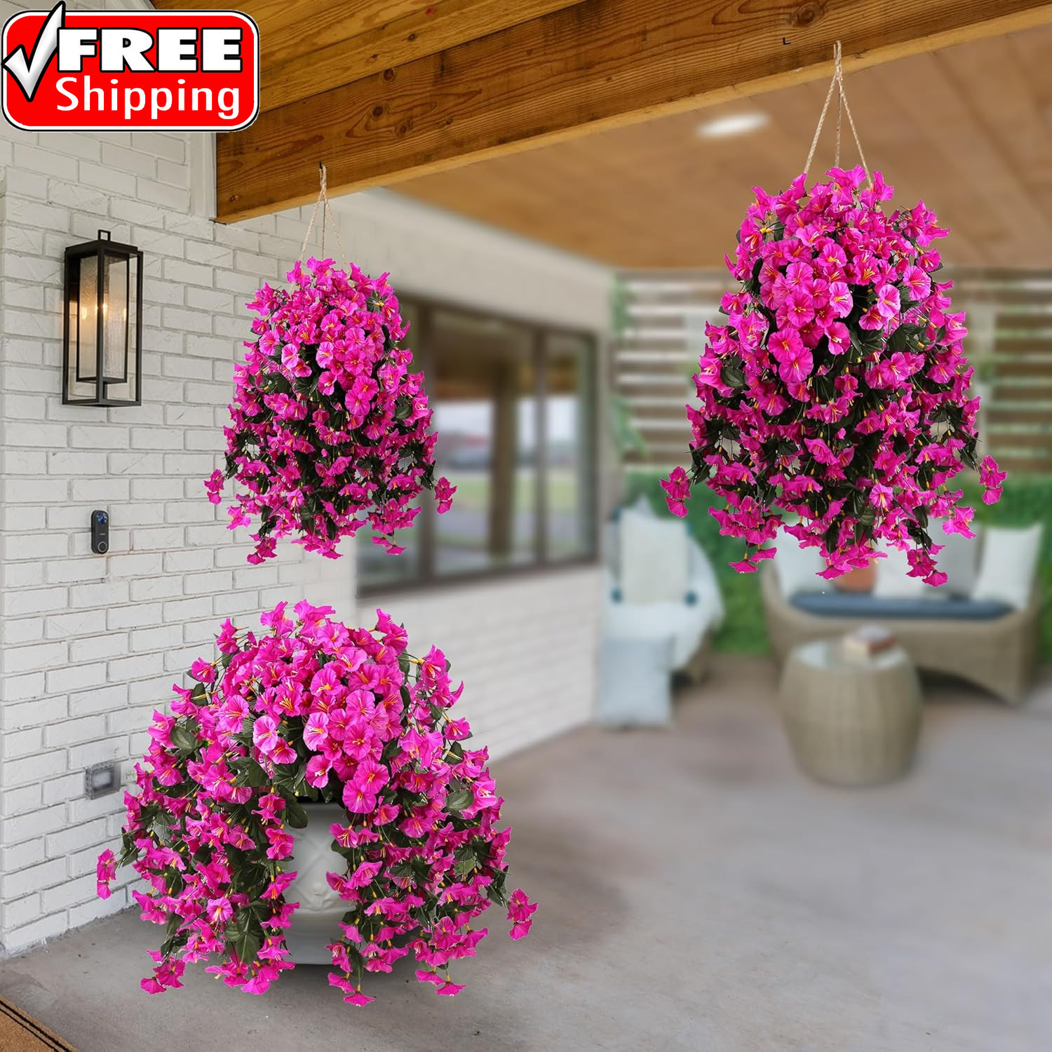 Artificial Fake Hanging Flowers Plants for Outdoor outside Spring Summer Decorat