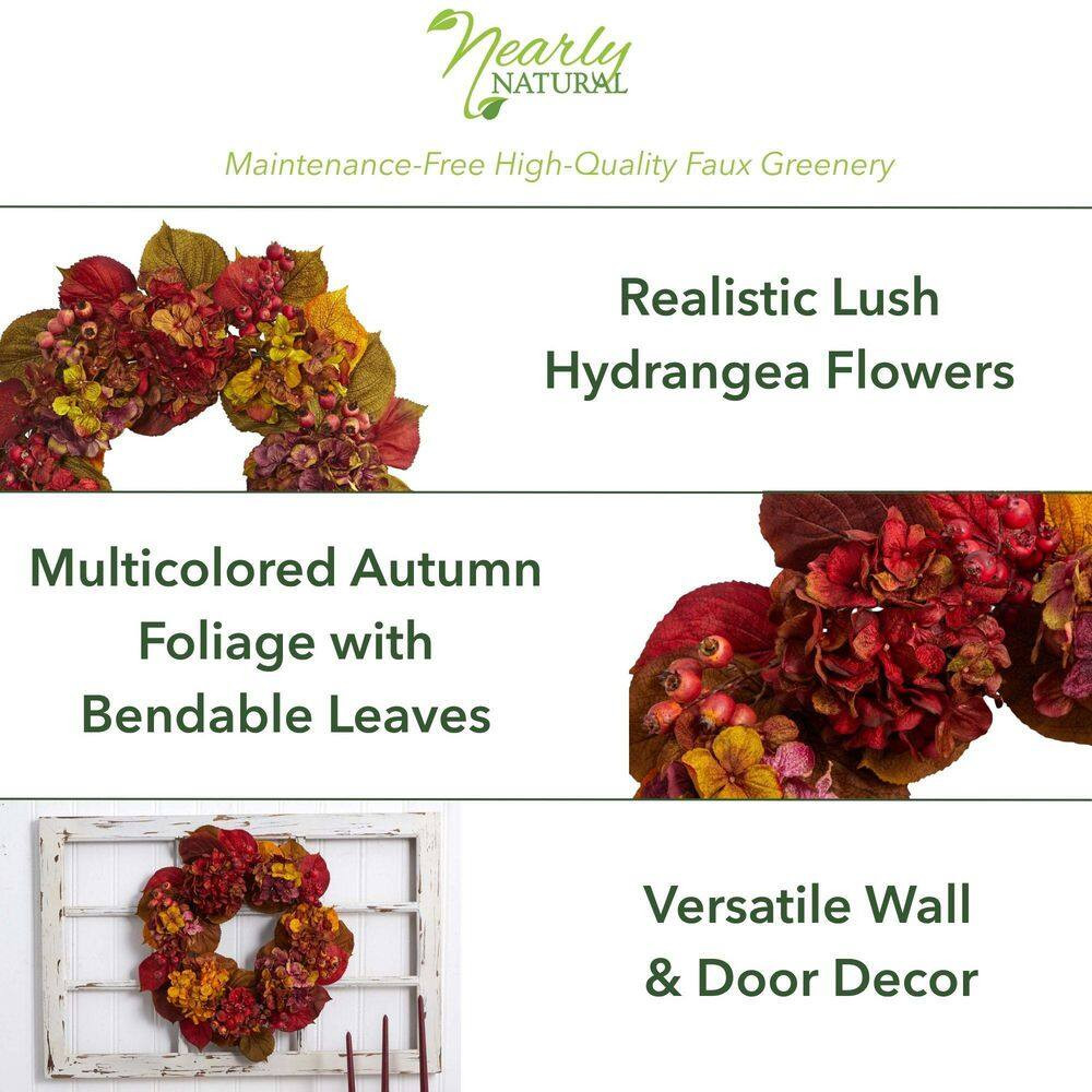 24 In. Artificial Fall Hydrangea Wreath