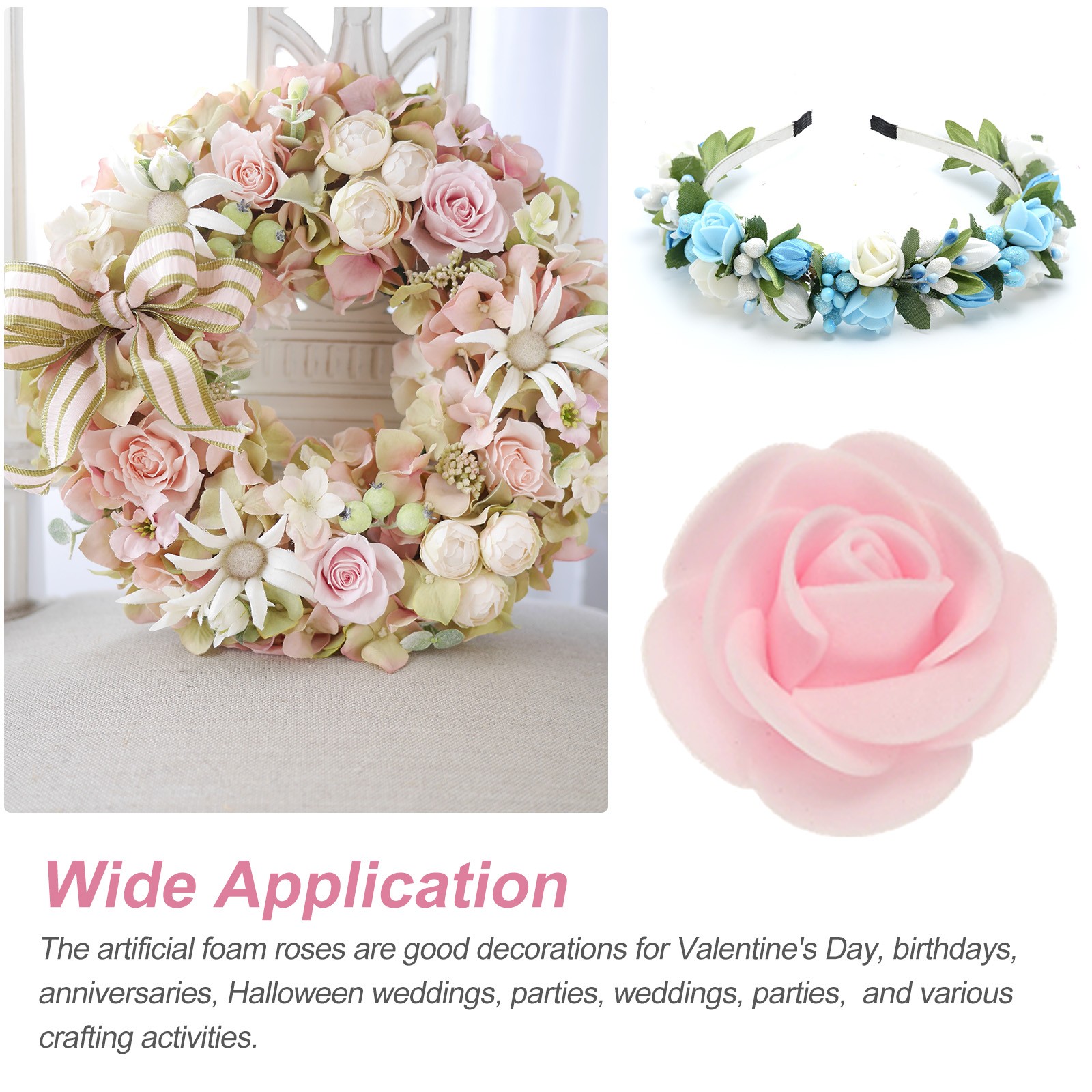 500pcs Foam Rose Heads 3.5 cm for DIY Crafts Accessories, Light Pink