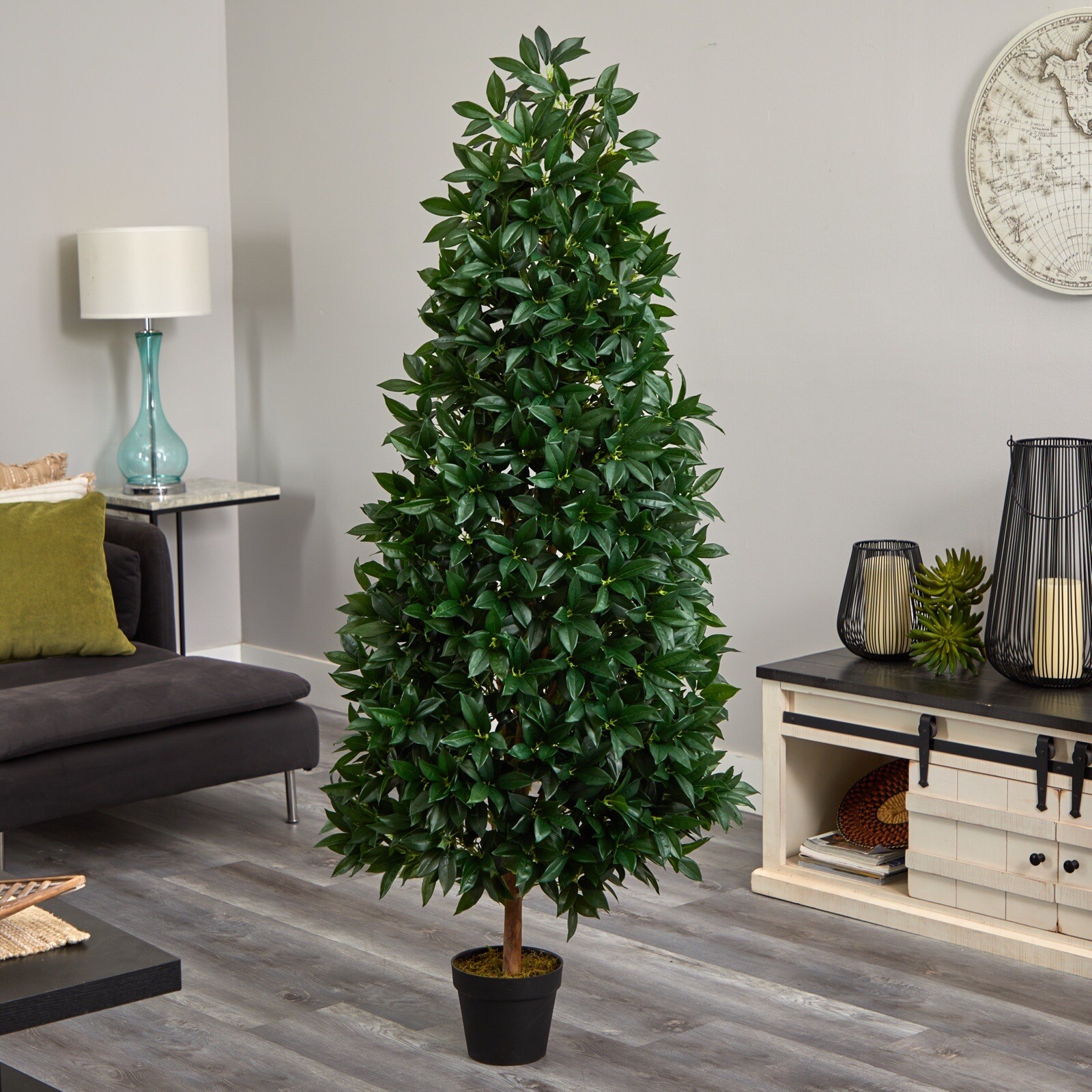 5’ Topiary Bay Leaf Artificial Cone Tree UV Indoor/Outdoor. Retail $239