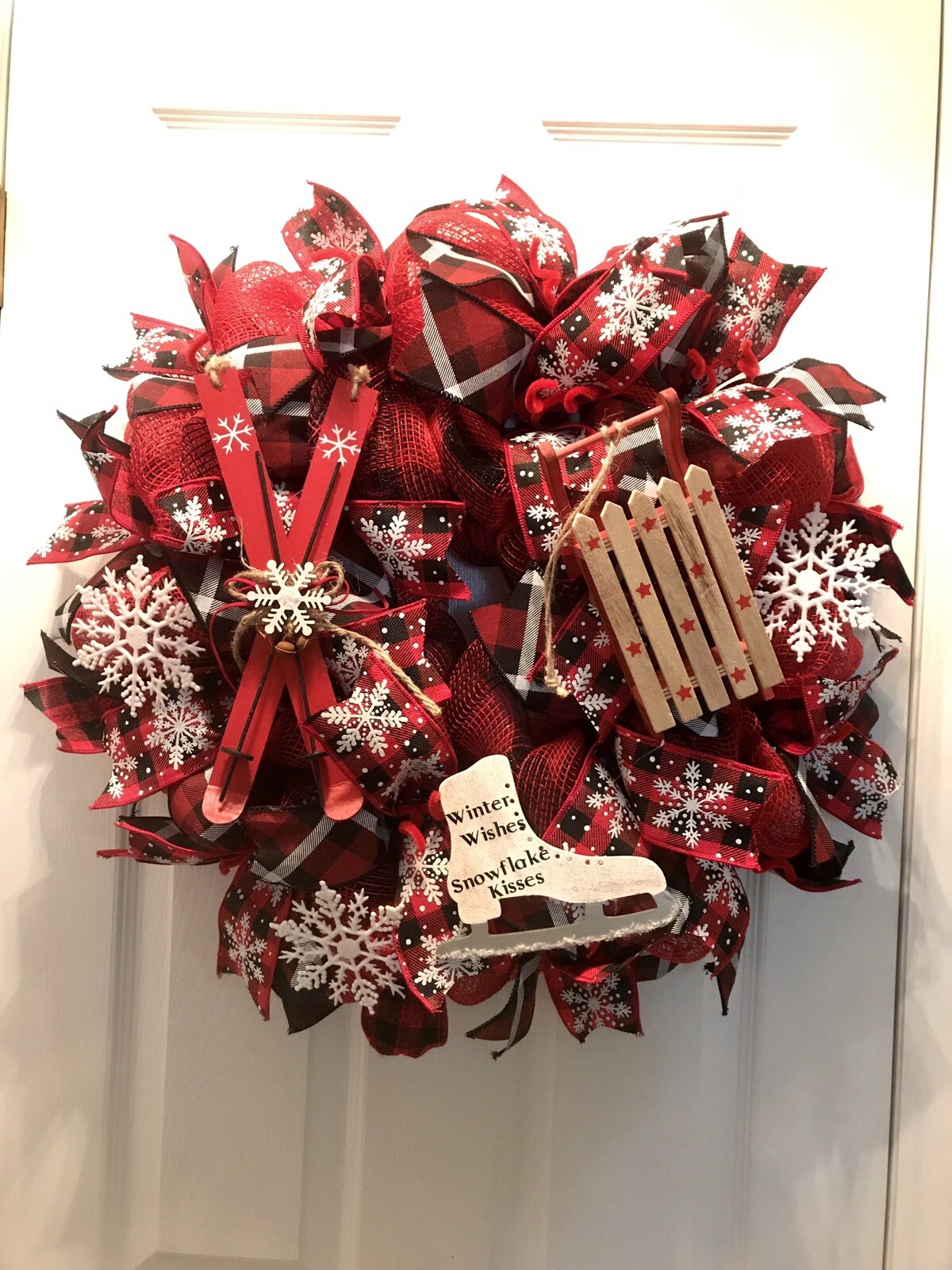 Winter Wishes – Winter / Holiday / Christmas Fabric Mesh Wreath