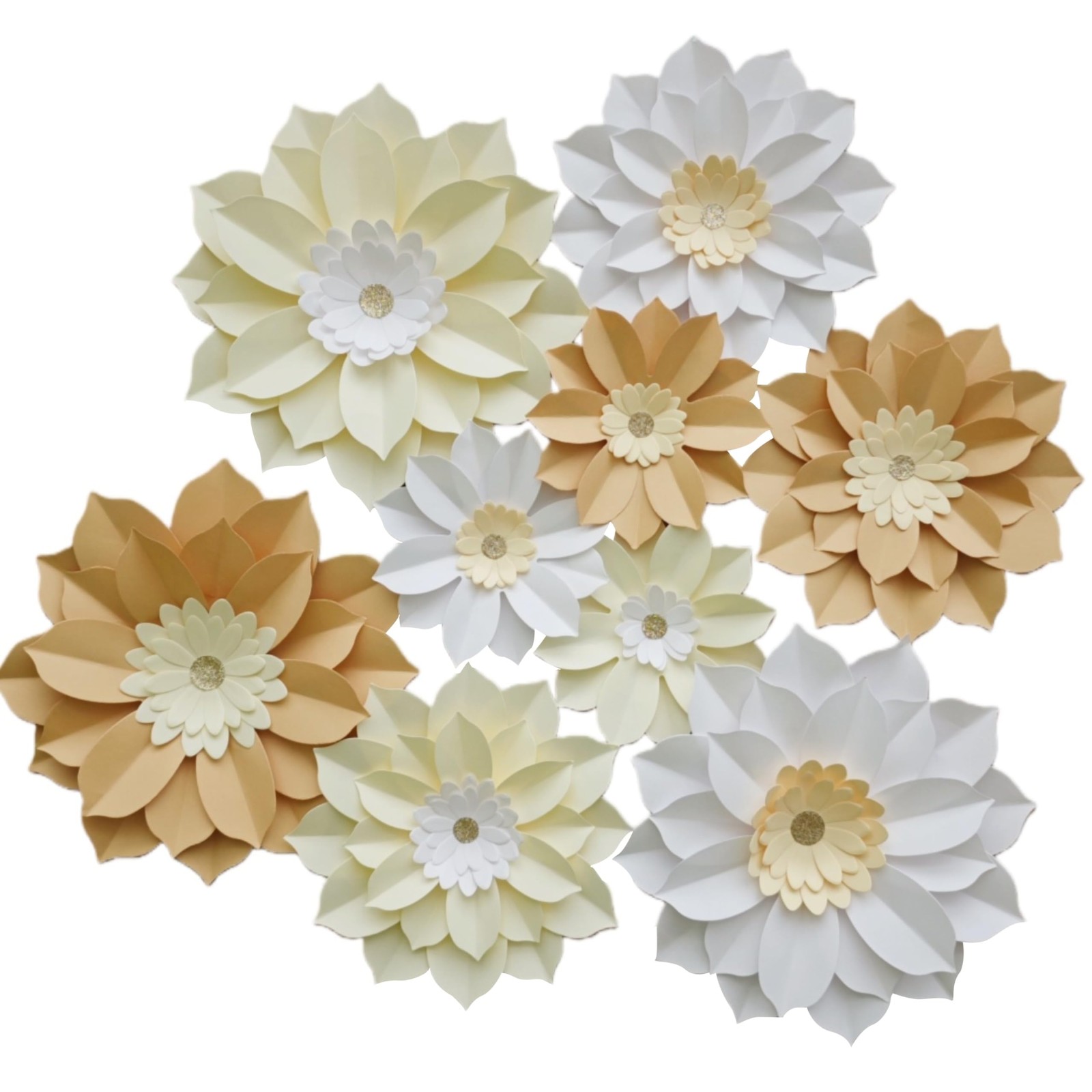 Rustic Wedding Wall Decor- Assorted 6-10 Inch Ivory Cream White Flowers for N…