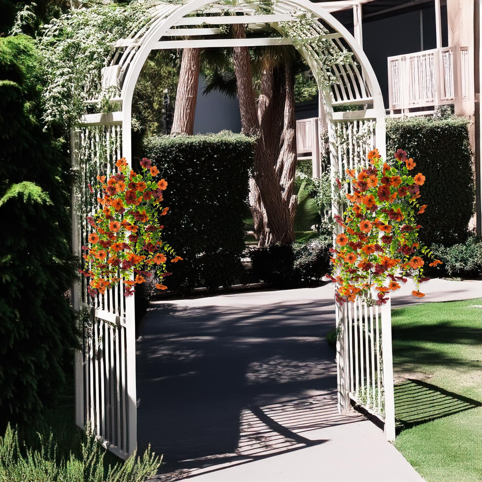 Artificial Hanging Flowers Plants for Outdoor Spring Summer Decoration, 2PCS …