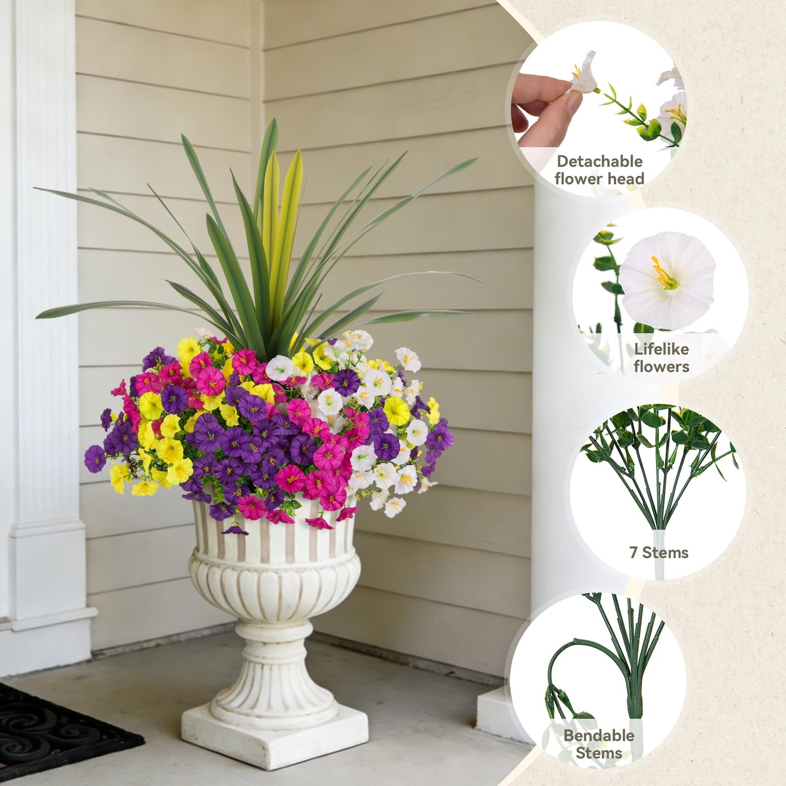 New INXUGAO Artificial Flowers for Outdoors Fake Plants Outside, 12 Bundles Silk