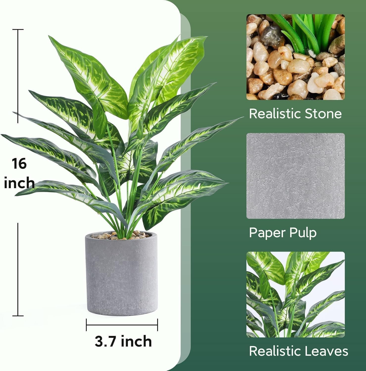 Der Rose16″ Small Fake Plants Artificial Tropical Faux Plants Indoor for Office